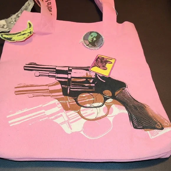 Pink Tote Bag with Graphic Design - Picture 4 of 6